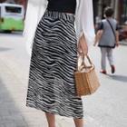 Zebra Print A-line Midi Skirt