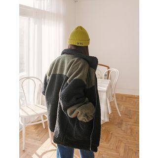 Plus Size Color-block Fleece Jacket