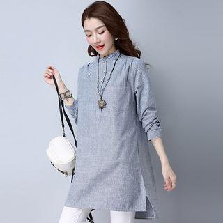 Long-sleeve Striped Placket Shirt