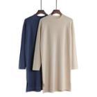Mock Neck Plain Sweater Dress