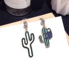 Non-matching Cactus Drop Earring 1 Pair - Gold - One Size