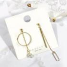 Non-matching Faux Pearl Alloy Geometric Dangle Earring 1 Pair - As Shown In Figure - One Size