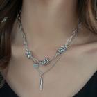 Bar Pendant Layered Stainless Steel Necklace Silver - One Size