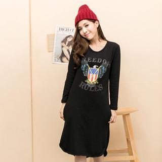 Long-sleeve Printed Pullover Dress