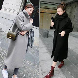 Button Long Coat / Dog Print Pullover