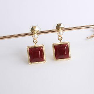 Faux Pearl Resin Square Dangle Earring