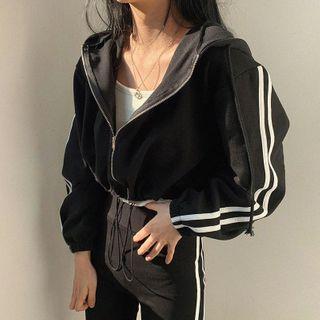 Stripe-side Zip Hoodie