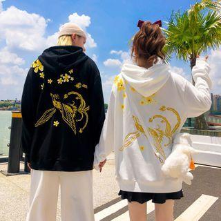 Floral Print Front Pocket Hooded Sweatshirt