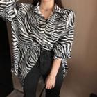 Long-sleeve Zebra Print Shirt Zebra Print - Black & White - One Size