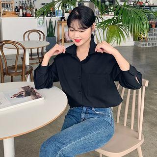 Pocket-patch Crepe Shirt