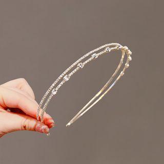 Rhinestone Layered Alloy Headband Gold - One Size
