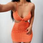 Spaghetti Strap Plain Cutout Mini Dress