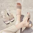 Knit Block Heel Sandals