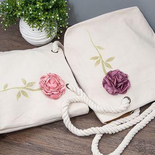 Rosette Cotton Linen Tote