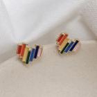 Alloy Rainbow Heart Earring 1 Pair - Multicolor - One Size