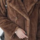 Double-breasted Long Faux-fur Coat