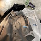 Elbow-sleeve Logo Linen Shirt