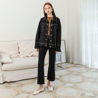 Wide-cuff Loose-fit Stitched Jacket