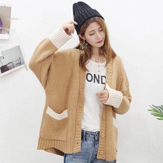 Contrast-trim Loose-fit Cardigan