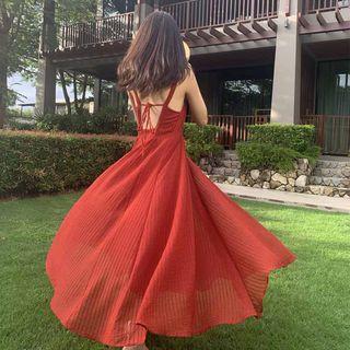 Spaghetti Strap Maxi A-line Beach Dress