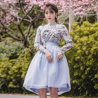 Modern Hanbok Floral Print Top