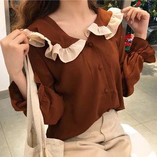 Ruffled Flared-cuff Blouse