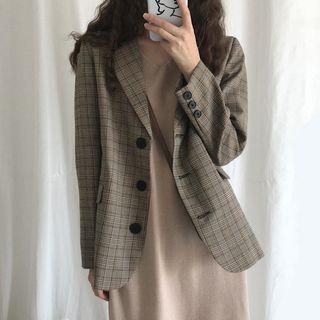 Plaid Loose-fit Blazer As Shown In Figure - One Size