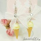 Sweet Yellow Glitter Ice-cream Swarovski Crystal Ribbon Earrings