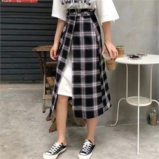 High-waist Plaid Wrap Skirt