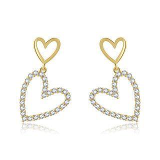 Heart Rhinestone Alloy Dangle Earring 18k Gold - Gold - One Size
