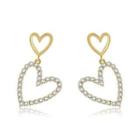 Heart Rhinestone Alloy Dangle Earring 18k Gold - Gold - One Size