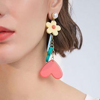 Flower & Petal Dangle Earring 1 Pair - As Shown In Figure - One Size