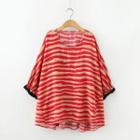 Contrast Trim Striped Oversized Blouse