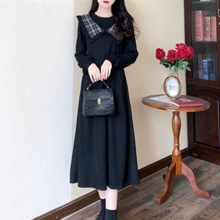 Plaid Peter Pan Collar Wide Dress