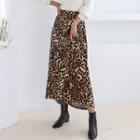 Leopard Velvet A-line Maxi Skirt