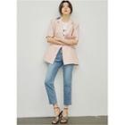 Short-sleeve Linen Blazer Pink - One Size