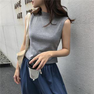 Mock Neck Tank Top / Plain Cropped T-shirt