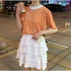 Glitter Short-sleeve T-shirt / Tiered Skirt