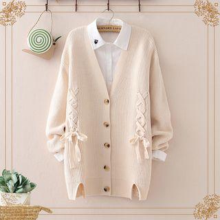 Lace Up Long Cardigan
