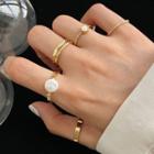 Set Of 6: Faux Pearl / Alloy Ring (assorted Designs) Set Of 6 - Gold - One Size