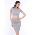 Set: Short-sleeve Cropped T-shirt + Pencil Skirt