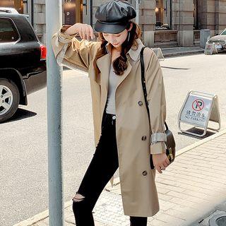 Lace Trim Tie-waist Trench Coat