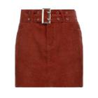 Low Rise Belted Corduroy Mini Skirt