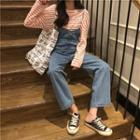 Long-sleeve Stripe T-shirt / Denim Overall