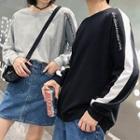 Couple Matching Letter Embroidered Paneled Pullover