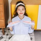 Rabbit Ear Tie-neck Plaid Blouse