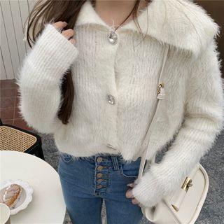 Furry Rhinestone Cardigan