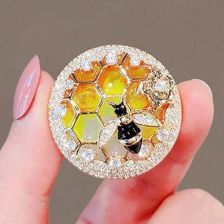 Rhinestone Bee Brooch Ly2373 - Yellow & Black - One Size