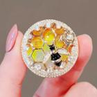 Rhinestone Bee Brooch Ly2373 - Yellow & Black - One Size