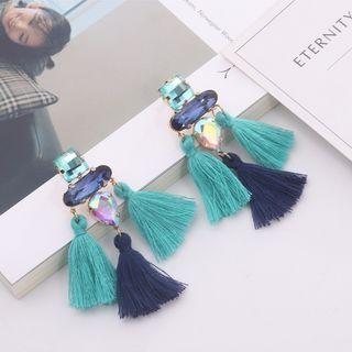 Glass & Tassel Dangle Earring